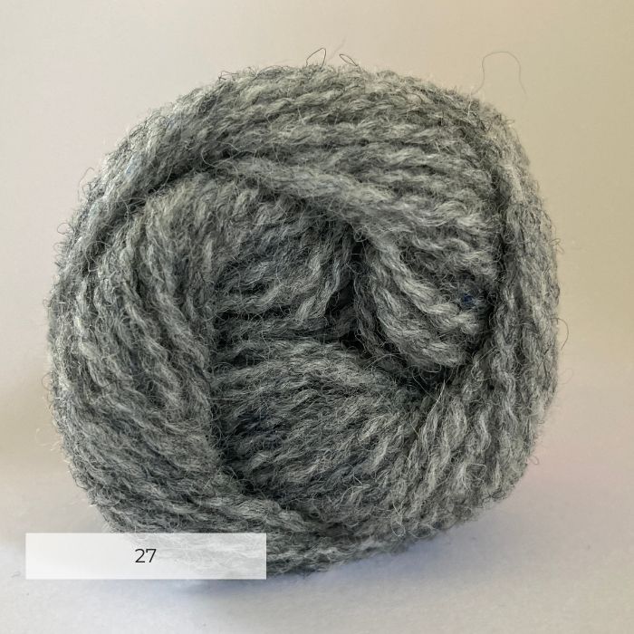 Close up of the end of a ball of wool in grey