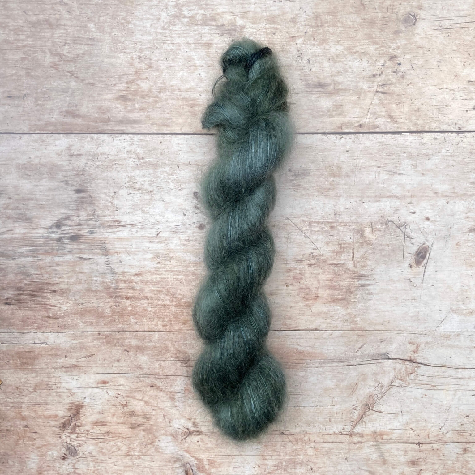 Mohair and silk lace in a grey teal
