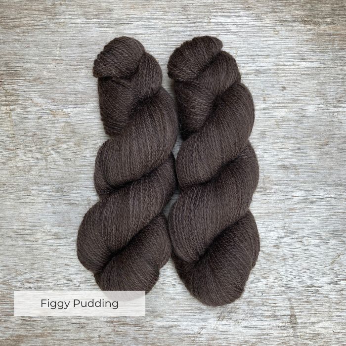 Two plump skeins of dark brown wool