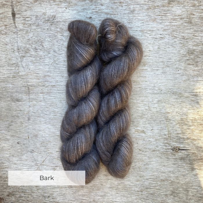 Two skeins of mink coloured mohair and silk lace