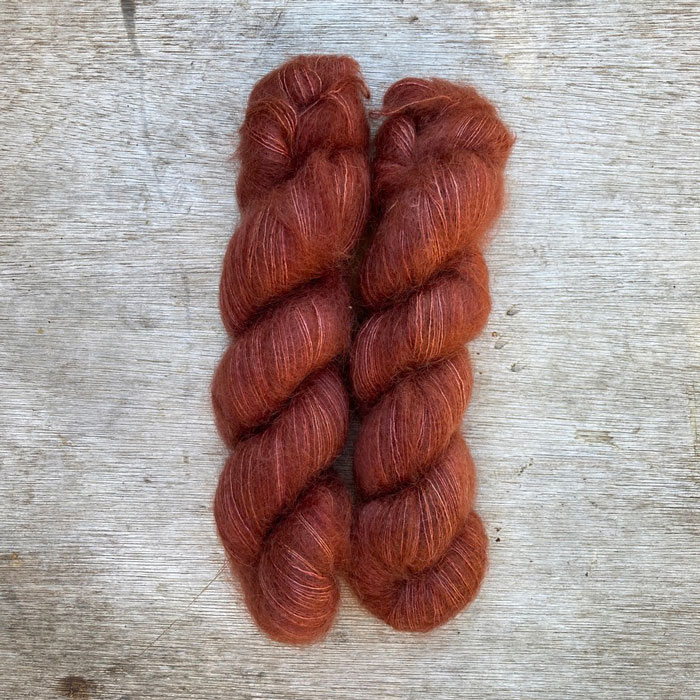 Soft amber orange mohair and silk lace