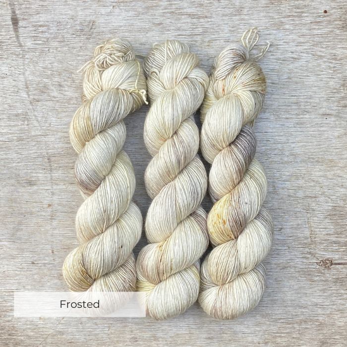 Three skeins of silky in cream and cafe au lait