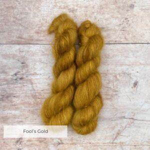 Two skeins of Mohair and silk lace in a deep rich gold
