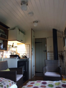 the interior of a shepherd's hut