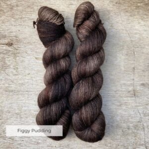 Dark brown skeins of yarn