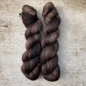 Dark brown skeins of yarn