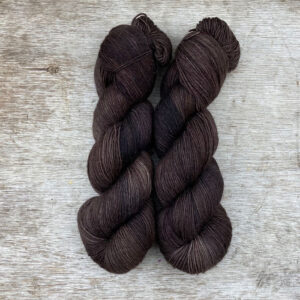 Dark brown skeins of yarn