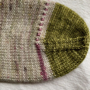 A close up of the sock toe