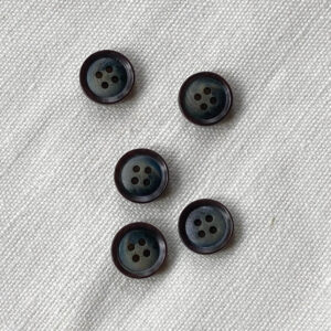 5 corozo buttons brown edge & back shaded indigo centre