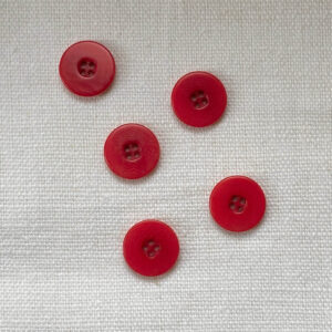 5 four hole red corozo buttons with flat rim