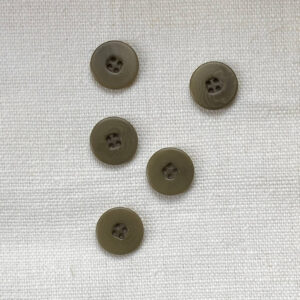5 four hole khaki green corozo buttons with flat rim