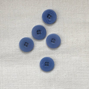 5 four hole cornflower blue corozo buttons with flat rim
