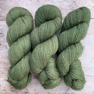 Three skeins mid green DK wool