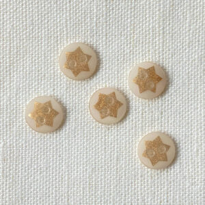 Five off white buttons with a bronze metallic star, 12mm