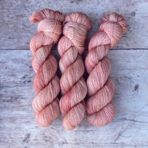 Three skeins of Mohair sock in a soft mid pink