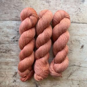 Three skeins Merino Silk in a warm mid pink